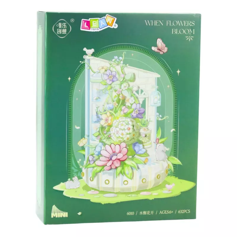 LEAN TOYS Mattoncini composizione floreale con faro LED 632 pezzi
