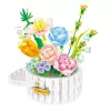 LEAN TOYS Mattoncini composizione floreale in cestino con luci LED 1376 pezzi