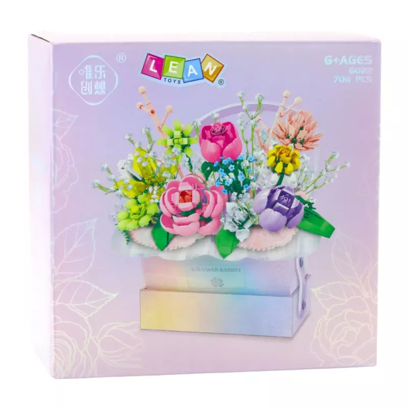 LEAN TOYS Mattoncini composizione in fioriera lilla LED 706 pezzi