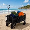 LEAN Carrello da trasporto pieghevole per giardino e spiaggia nero 120L