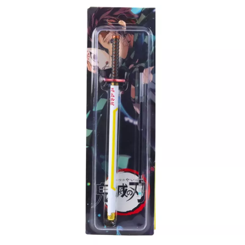 LEAN Penna a sfera Katana spada anime metallo inchiostro nero ricaricabile bianco e giallo