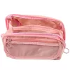 LEAN Astuccio portapenne set scolastico, espandibile, capiente, rosa, 20x10 cm