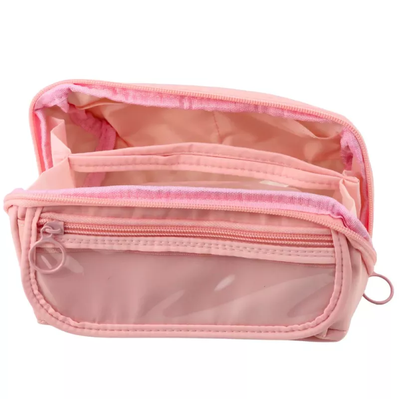 LEAN Astuccio portapenne set scolastico, espandibile, capiente, rosa, 20x10 cm