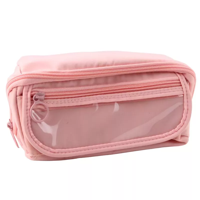 LEAN Astuccio portapenne set scolastico, espandibile, capiente, rosa, 20x10 cm