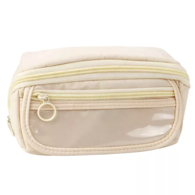LEAN Astuccio portapenne set scolastico, espandibile, capiente, crema, beige, 20x10 cm