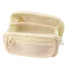 LEAN Astuccio portapenne set scolastico, espandibile, capiente, crema, beige, 20x10 cm