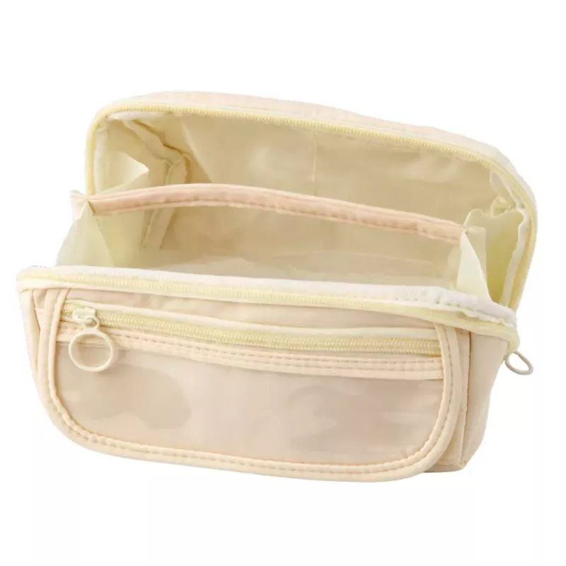 LEAN Astuccio portapenne set scolastico, espandibile, capiente, crema, beige, 20x10 cm
