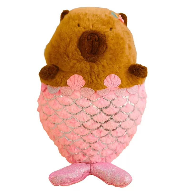 LEAN TOYS Peluche Capibara Sirena Rosa 28 cm