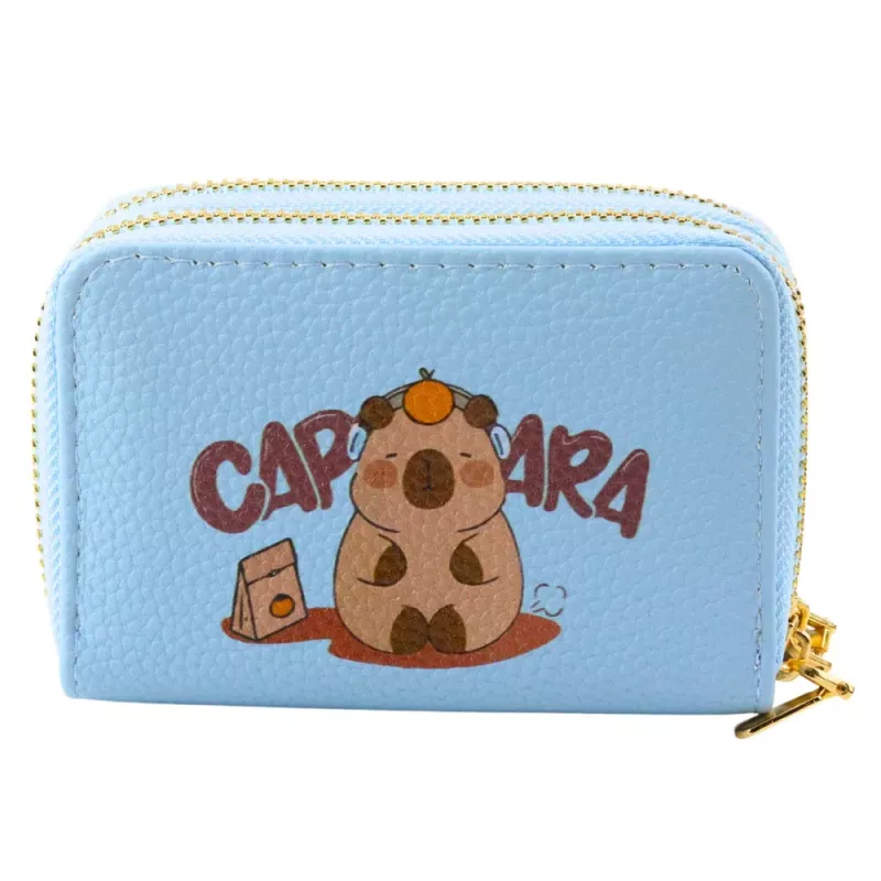 LEAN Portafoglio a due scomparti con portacarte Capibara Blu 12,5 x 8,5 cm