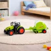 LEAN TOYS Trattore radiocomandato con pressa per balle, trattore agricolo 1:24