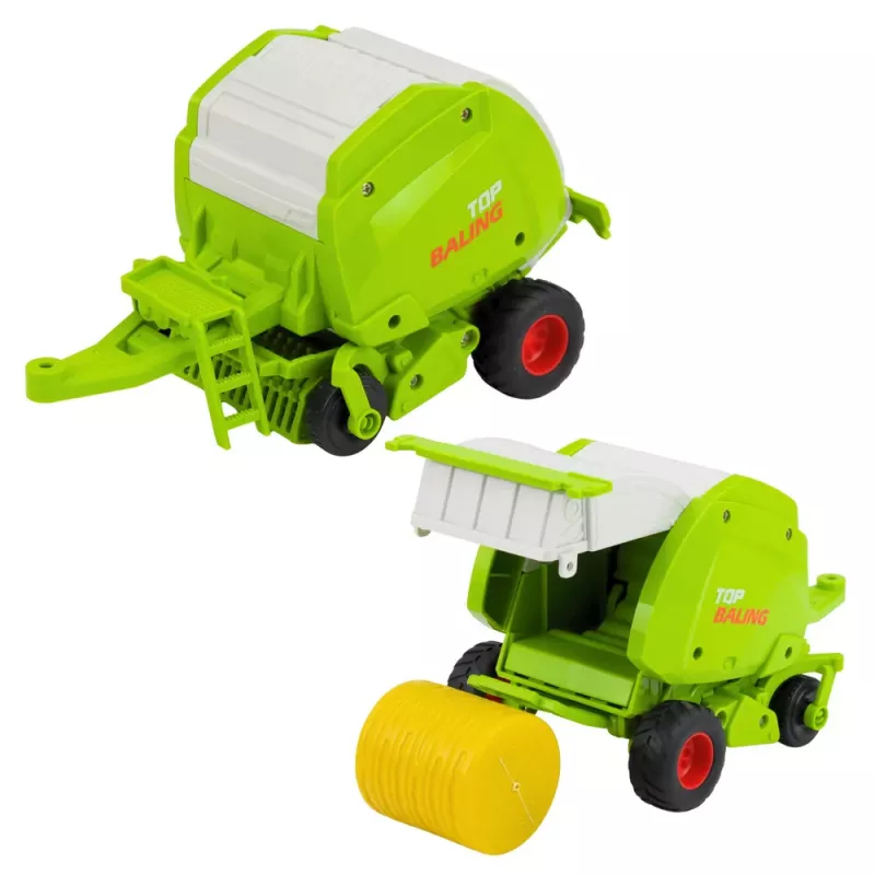 LEAN TOYS Trattore radiocomandato con pressa per balle, trattore agricolo 1:24