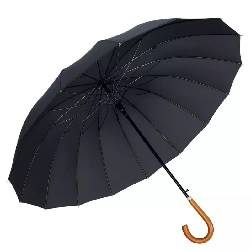 LEAN Grande ombrello automatico con protezione braccia 24 stecche Nero 115 cm