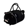 LEAN TOYS Borsa a forma di gatto in peluche con manici a catena, Nero