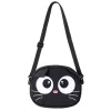 LEAN TOYS Borsa a pochette gatto con tasca con zip tracolla regolabile Nero 21 x 16 cm