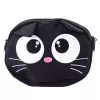 LEAN TOYS Borsa a pochette gatto con tasca con zip tracolla regolabile Nero 21 x 16 cm