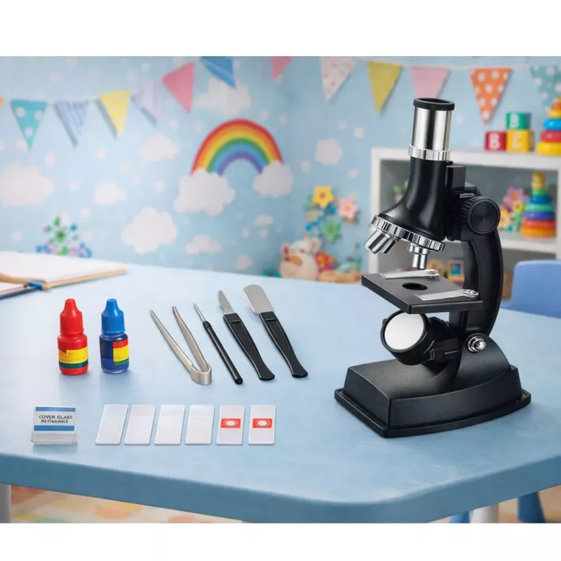 LEAN TOYS Microscopio didattico per bambini con accessori ingrandimento 300x - 1200x