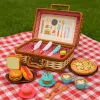 LEAN TOYS Set cestino da picnic accessori alimentari intrecciati 33 pezzi