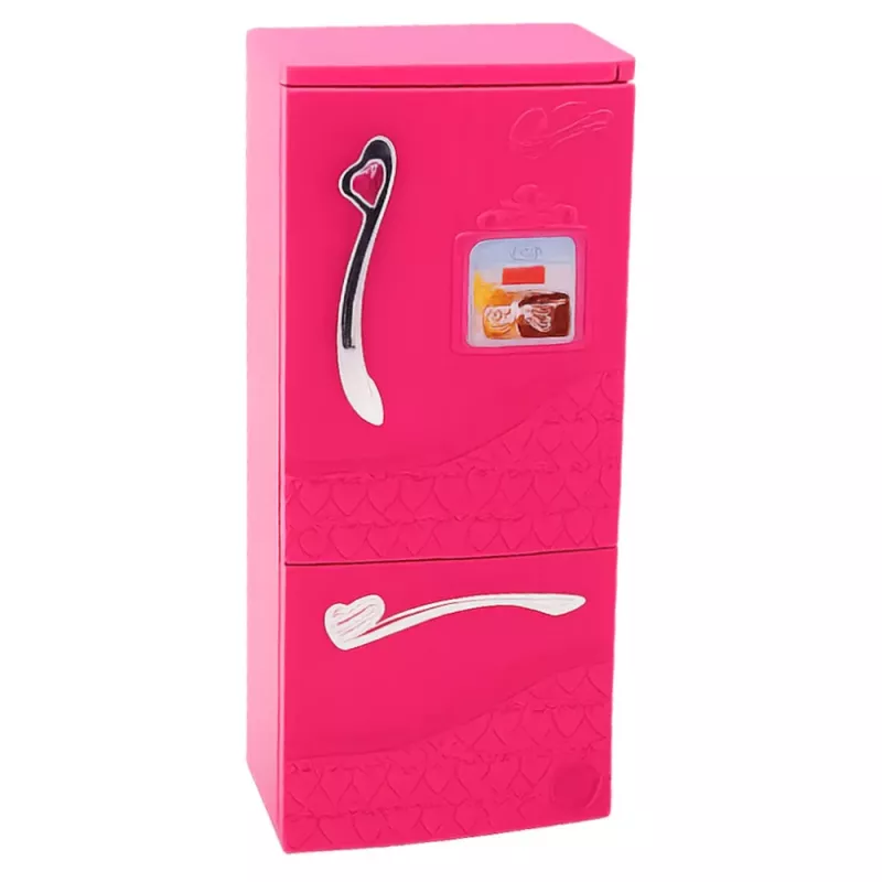 LEAN TOYS Set cucina per bambole con frigorifero, fornello e accessori, rosa