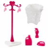 LEAN TOYS Set lavanderia per bambole lavatrice asciugatrice cesto per biancheria appendini rosa