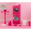 LEAN TOYS Set lavanderia per bambole lavatrice asciugatrice cesto per biancheria appendini rosa