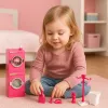 LEAN TOYS Set lavanderia per bambole lavatrice asciugatrice cesto per biancheria appendini rosa