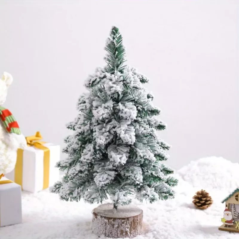LEAN Albero di Natale artificiale decorativo su tronco con neve 60 x 16 cm