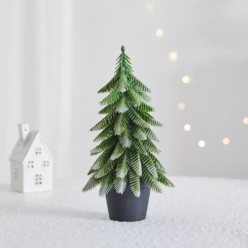 LEAN Albero di Natale decorativo artificiale in vaso, argento, 22x10cm