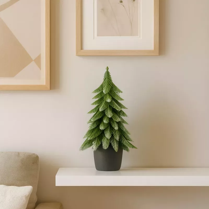 LEAN Albero di Natale decorativo artificiale in vaso, argento, 22x10cm