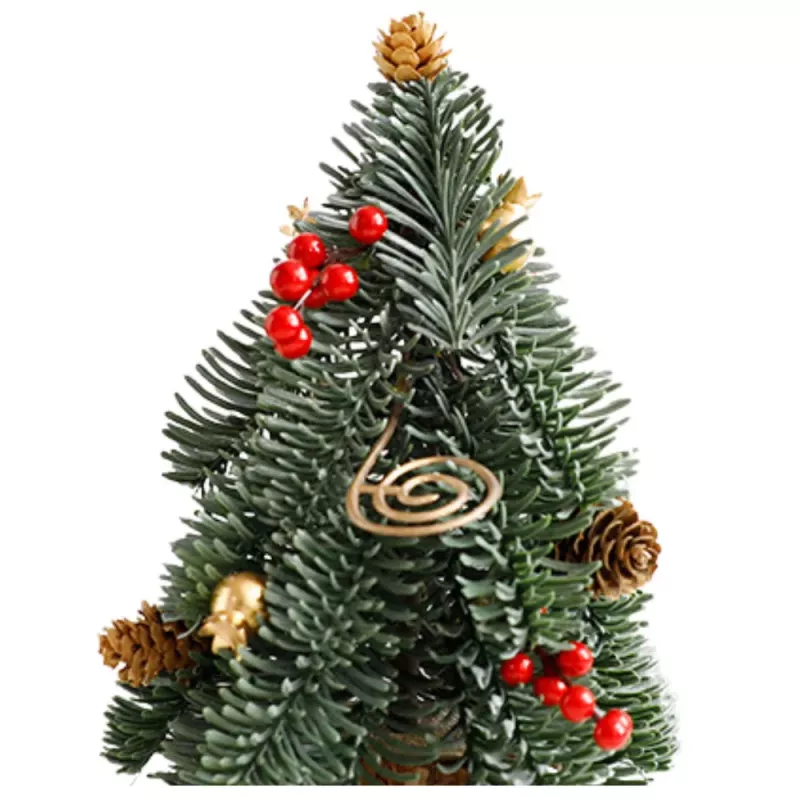 LEAN Albero di Natale decorativo su tronco con bacche rosse 26 x 12 cm