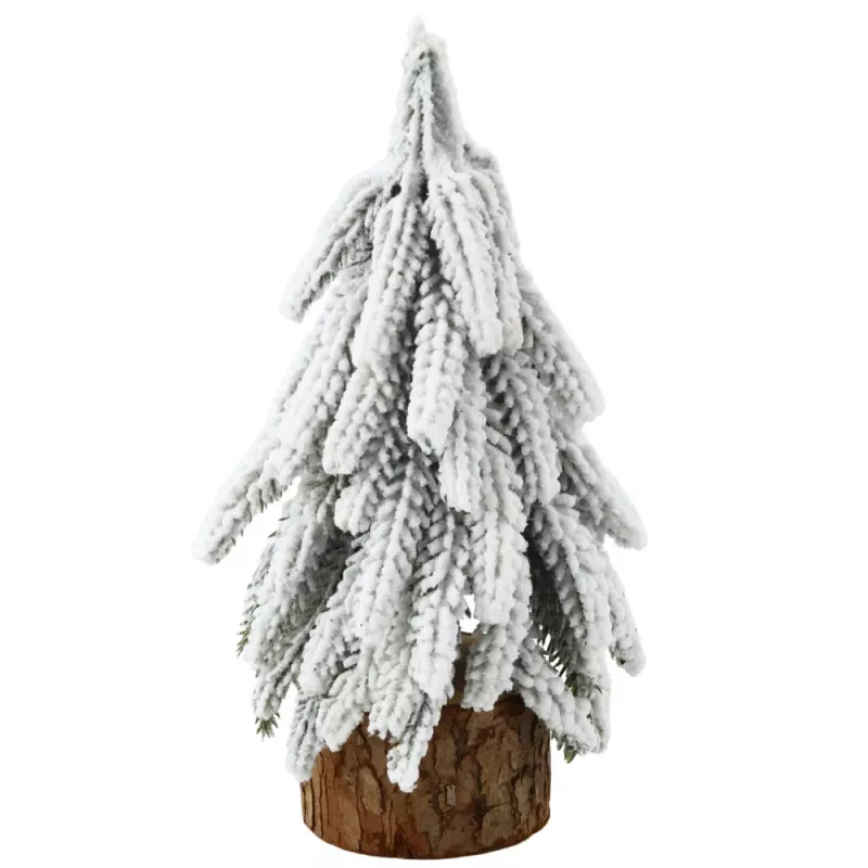LEAN Albero di Natale artificiale decorativo su tronco innevato 20 x 9 cm