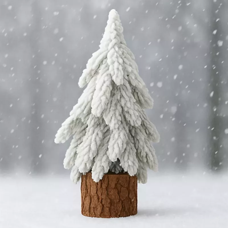 LEAN Albero di Natale artificiale decorativo su tronco innevato 20 x 9 cm