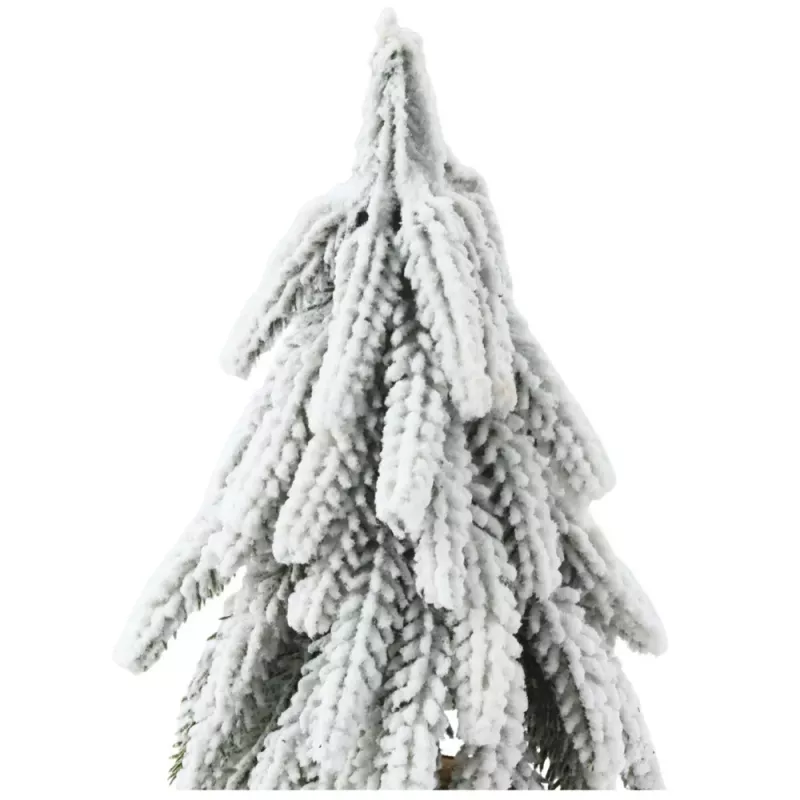 LEAN Albero di Natale artificiale decorativo su tronco con neve 30 x 10 cm