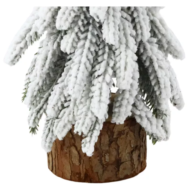 LEAN Albero di Natale artificiale decorativo su tronco con neve 30 x 10 cm