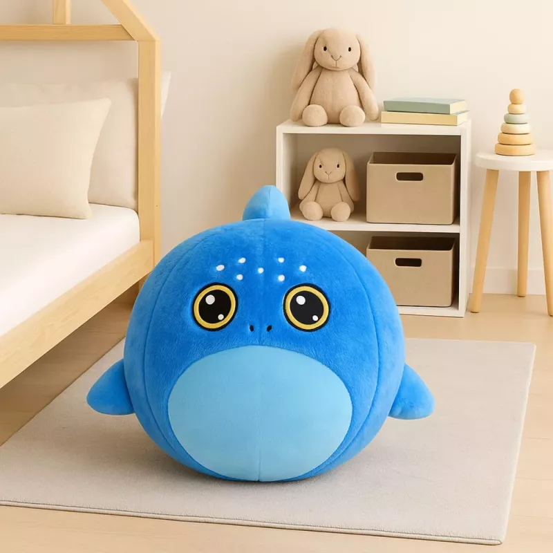 LEAN TOYS Palla saltellante squalo blu peluche che cresce pompa 50 cm