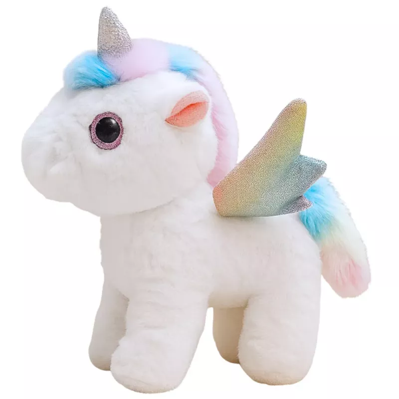 LEAN TOYS Unicorno peluche interattivo si muove suoni bianco 21 cm