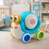LEAN TOYS Tamburo lumaca interattivo da cavalcare, musicale, educativo, blu