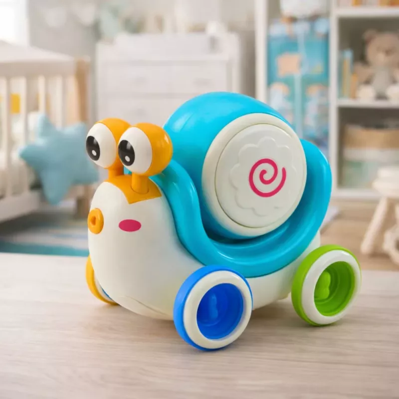 LEAN TOYS Tamburo lumaca interattivo da cavalcare, musicale, educativo, blu