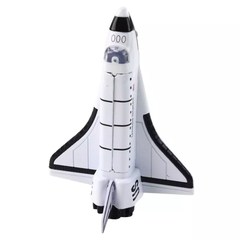 LEAN TOYS Astronave in metallo pull-back con apertura bianca