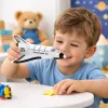 LEAN TOYS Astronave in metallo pull-back con apertura bianca