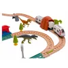 LEAN TOYS Treno elettrico interattivo con tunnel, vulcano e dinosauri, 95 cm