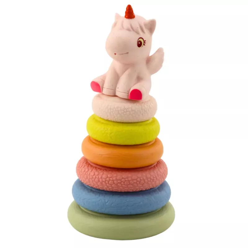 LEAN TOYS Piramide sensoriale morbida unicorno gomma ECO colorata