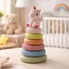 LEAN TOYS Piramide sensoriale morbida unicorno gomma ECO colorata
