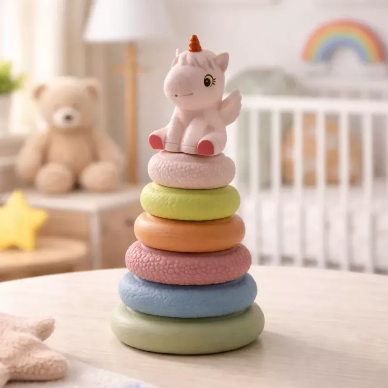 LEAN TOYS Piramide sensoriale morbida unicorno gomma ECO colorata
