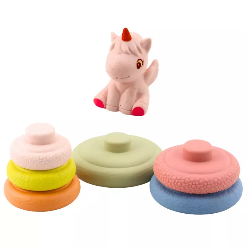 LEAN TOYS Piramide sensoriale morbida unicorno gomma ECO colorata