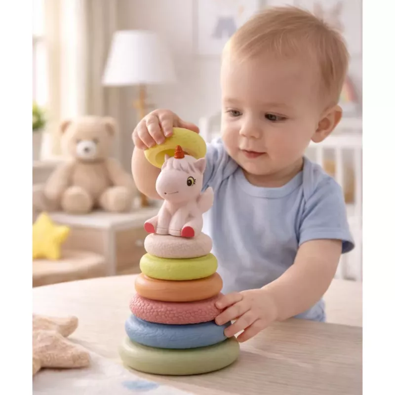 LEAN TOYS Piramide sensoriale morbida unicorno gomma ECO colorata