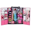 LEAN TOYS Set guardaroba rosa per bambole, vestiti, scarpe, accessori