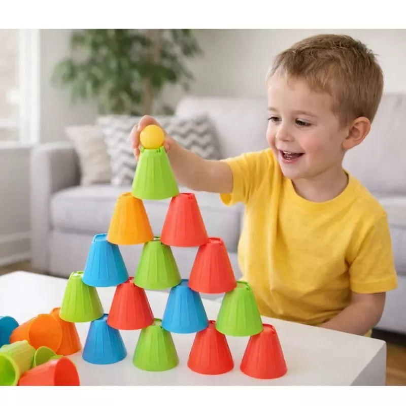 LEAN TOYS Gioco educativo di abilità Fast Cups 3in1 palle bicchieri 38 pz.