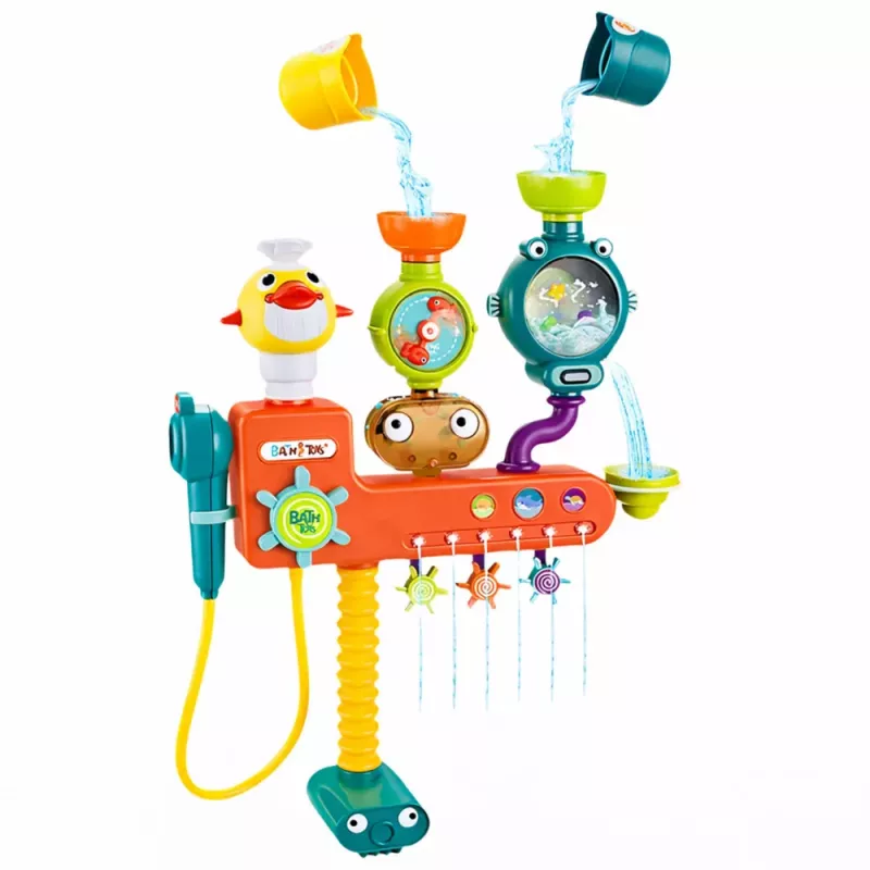 LEAN TOYS Giocattolo da Bagno Overflow Ruote Bicchieri Doccia