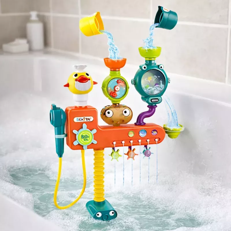 LEAN TOYS Giocattolo da Bagno Overflow Ruote Bicchieri Doccia