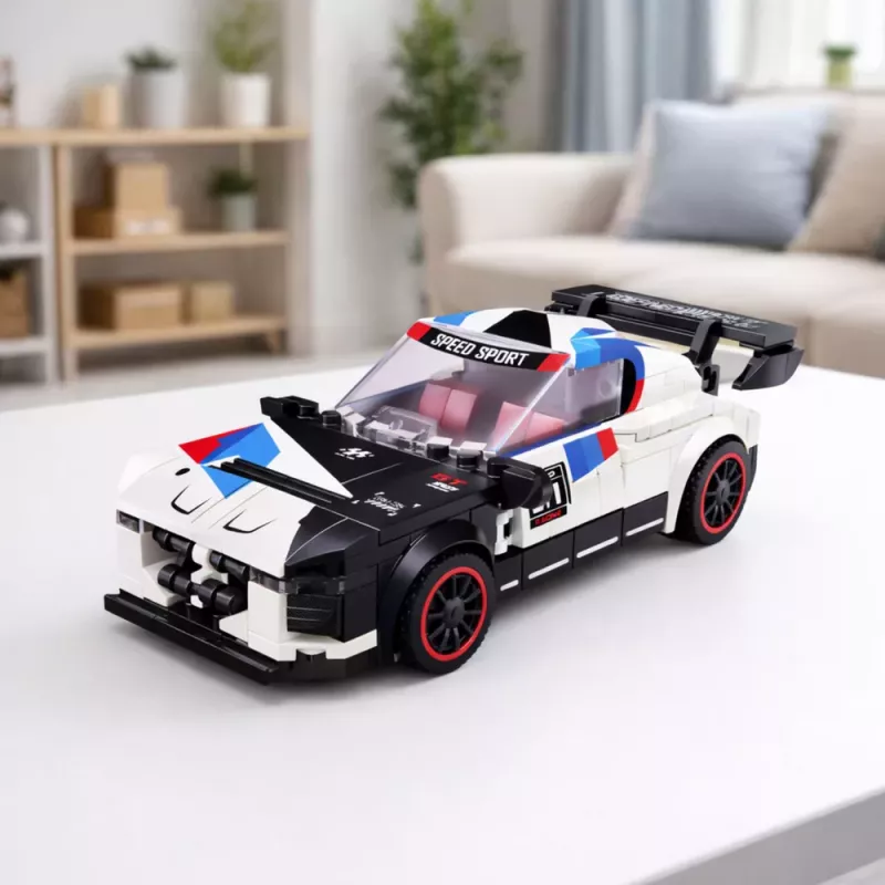LEAN TOYS Blocchi da Costruzione Auto Sportiva Robot 2in1 Bianco 320 pz